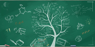 绿色卡通风学习公式家长会书本 智慧树教育学习展板背景